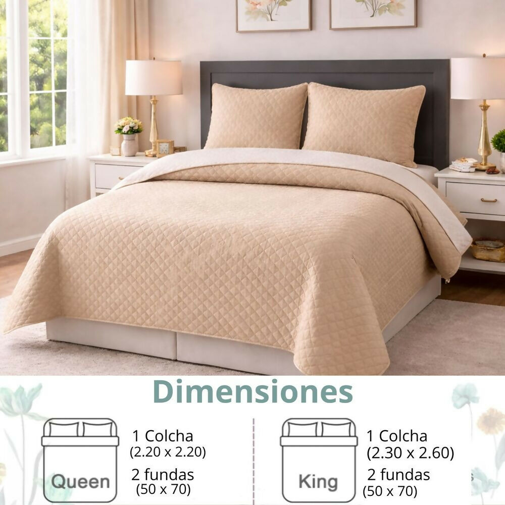 Colcha semidoble beige