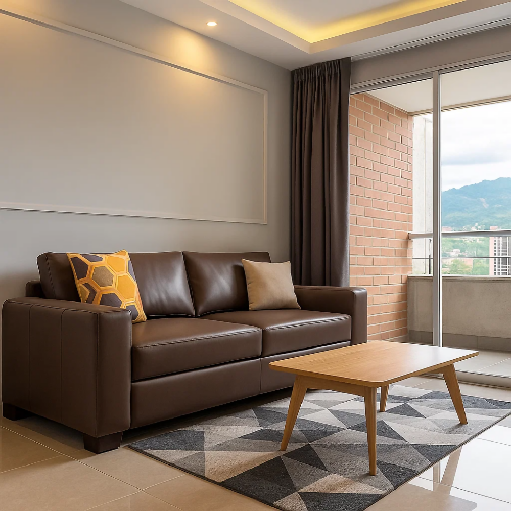 Sofá Prestige 3 Puestos Marrón Cuero Sintético 200x90x80