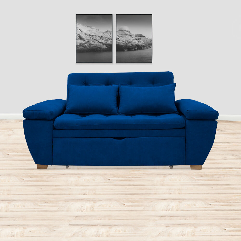 Sofacama Tobler Multifuncional Carrito Azul Petróleo