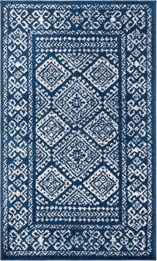 Safavieh - Alfombra decorativa de 2 x 5 pies, colección Tulum, azul marino y...