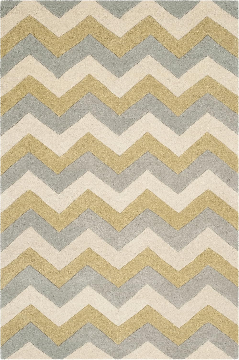 Chatham Collection Alfombra de área de 5 x 8 pies, gris y dorado, lana Chevron