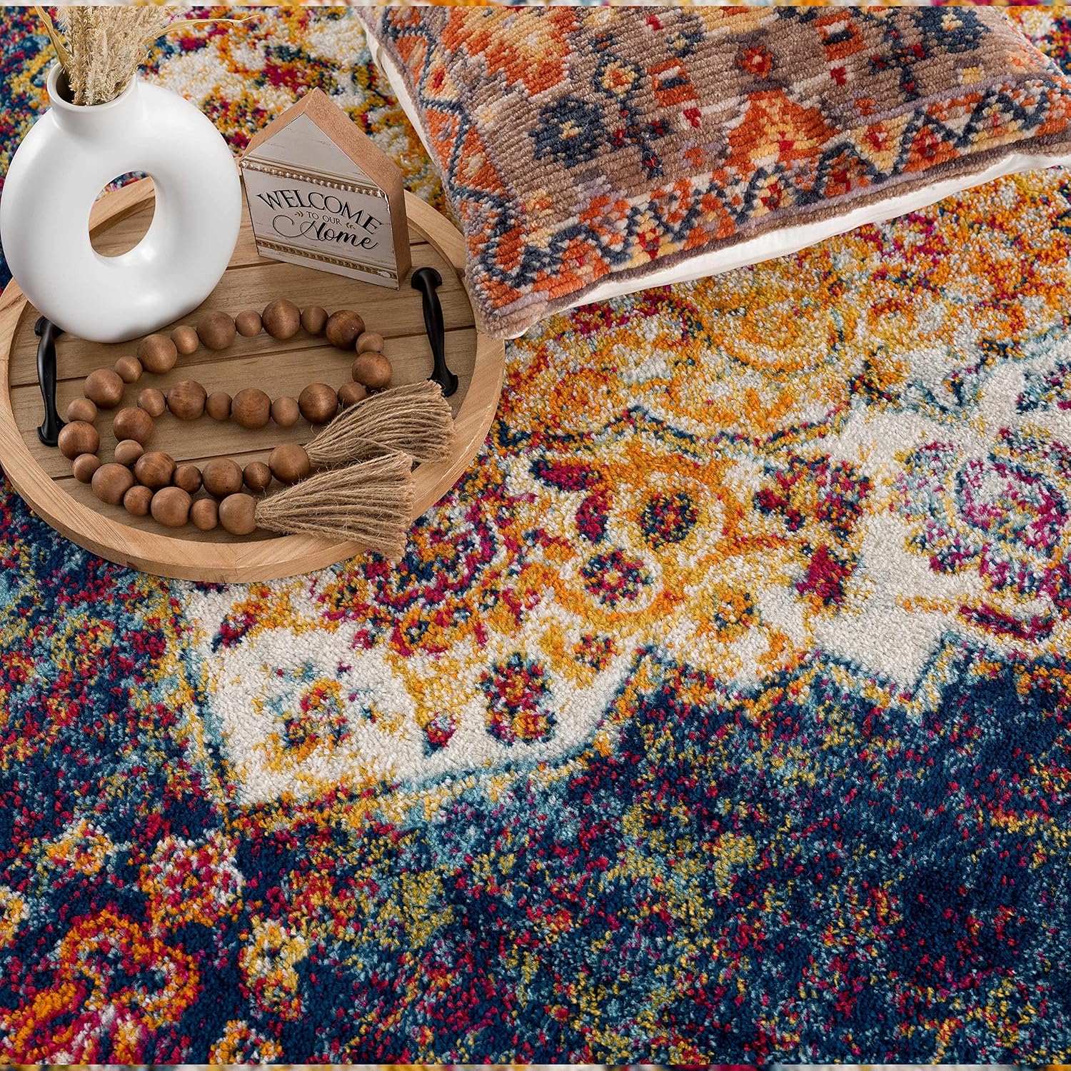 Hauteloom Colección Istanbul - Alfombra de medallón para sala de estar y...