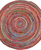 Alfombra redonda de yute tejida a mano de 3 pies - Alfombras bohemias coloridas...