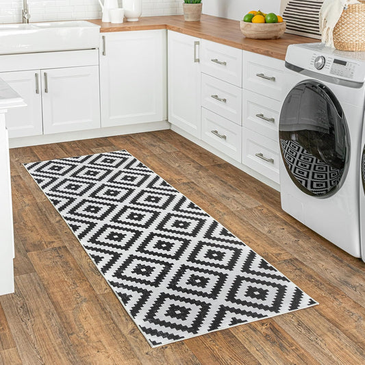 Kellee Alfombra ultra fina lavable a máquina, diseño de diamantes modernos, 2