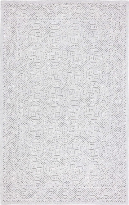 Textural Collection Alfombra de área de 5 x 8 pies, color plateado, hecho a