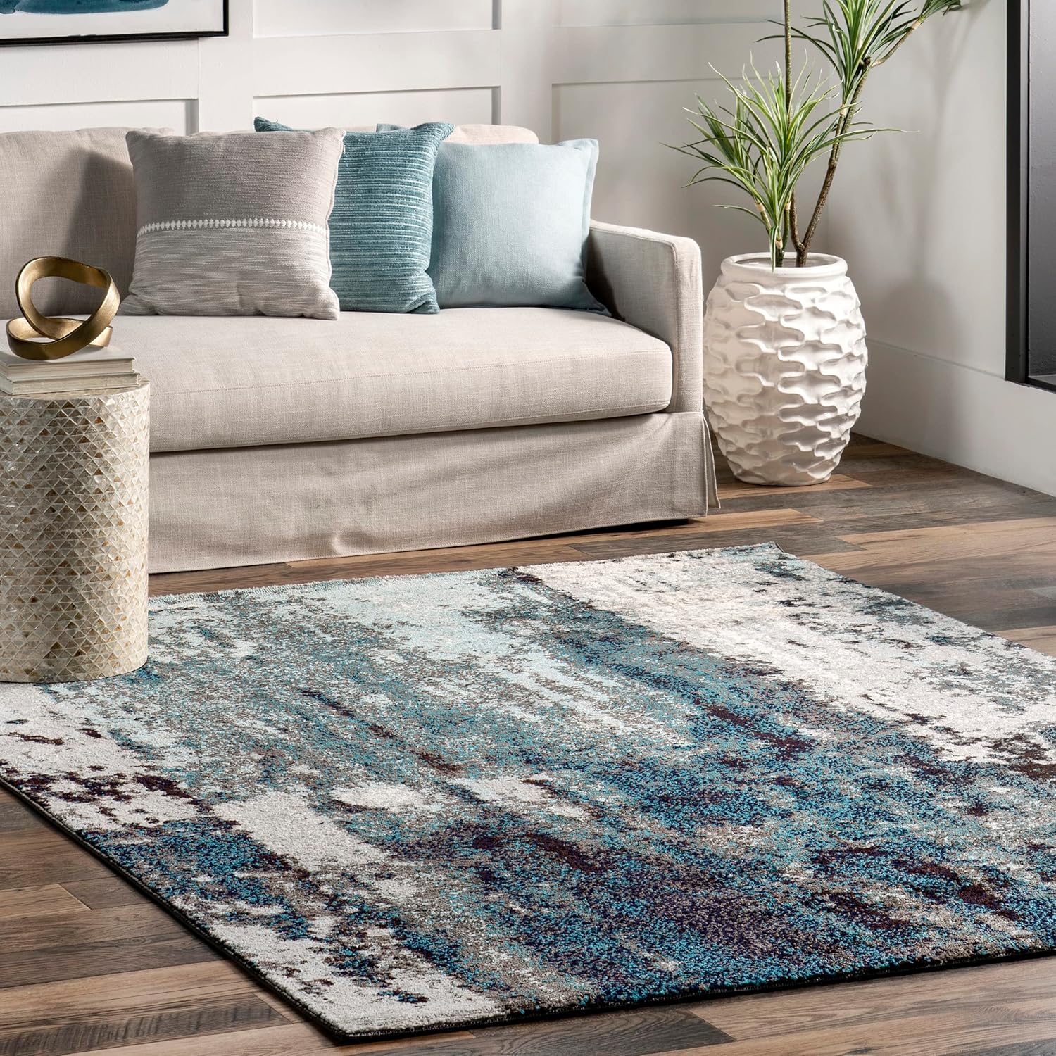 nuLOOM Haydee - Alfombra decorativa abstracta glacial, 3 x 5, azul