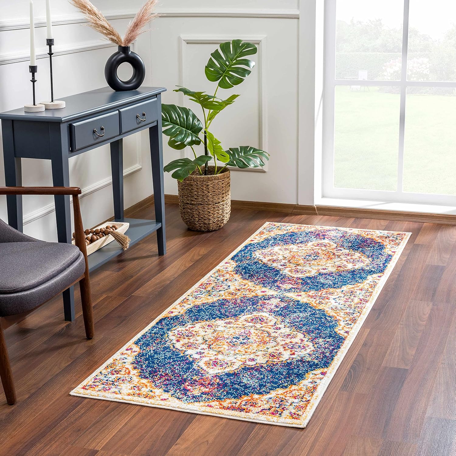 Hauteloom Colección Istanbul - Alfombra de medallón para sala de estar y...