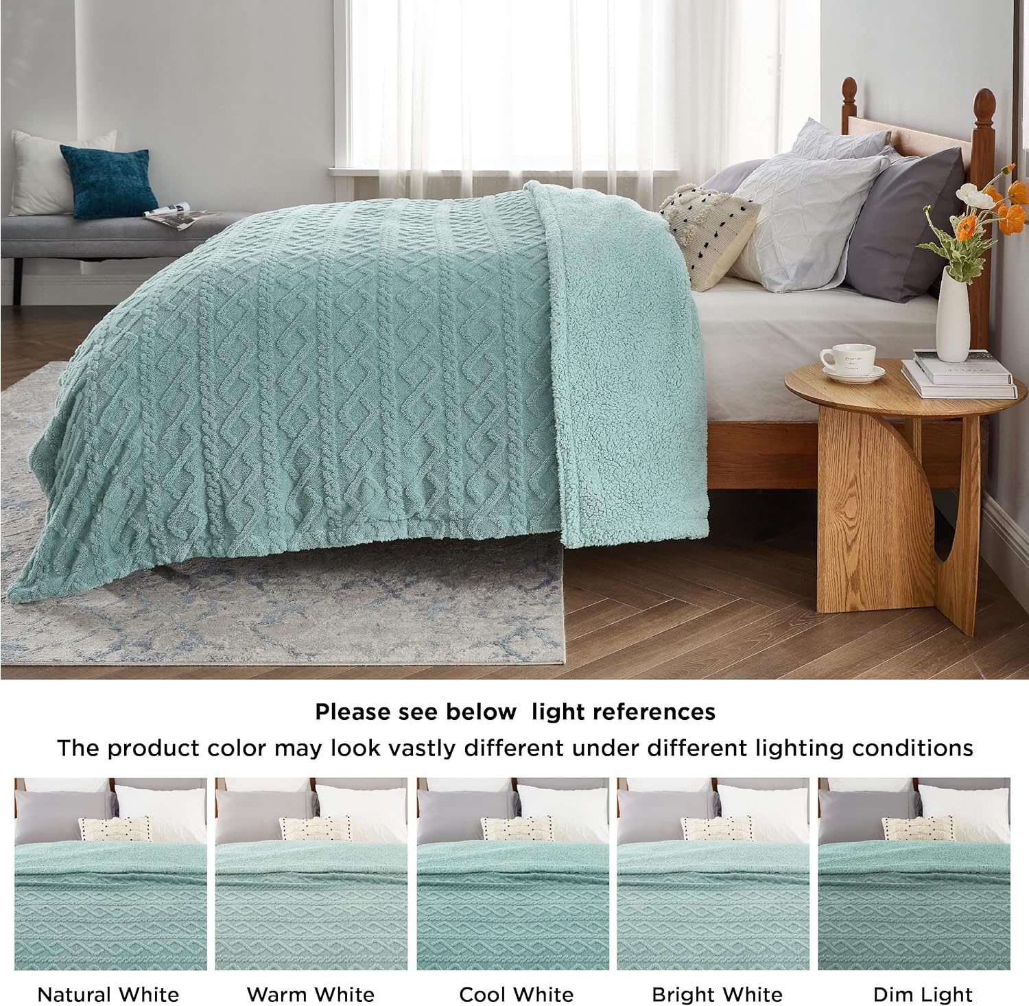 Bedsure Manta Sherpa para sofá  Manta mullida, suave y acogedora para la cama,...