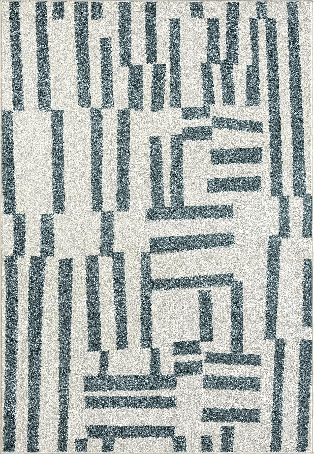 Abani Deco Collection - Alfombra de área, diseño de líneas modernas cremaverde,...