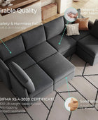 LINSY HOME Sofá modular seccional, sofá de gran tamaño en forma de U con...