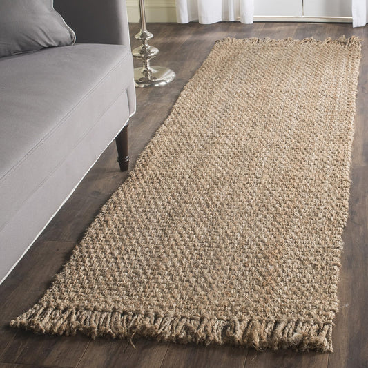 Alfombra de área de yute natural tejido a mano NF467A, de la colección de fibra