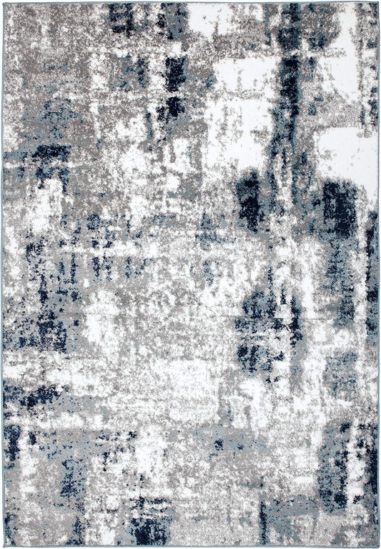 Rugshop Alfombra abstracta contemporánea envejecida 3'3"x 5' Azul