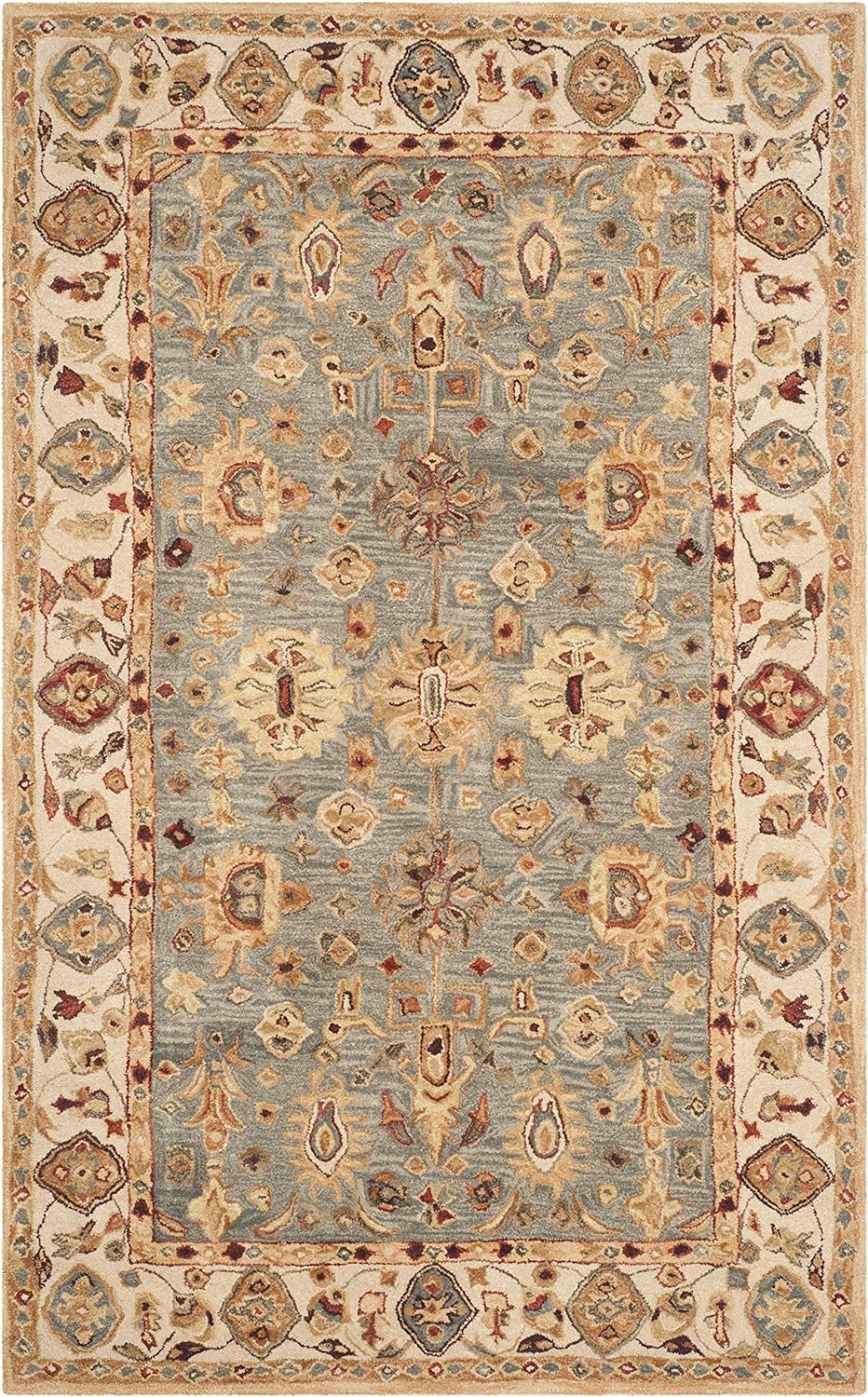 Anatolia Collection Alfombra de área de 8 x 10 pies, azul y marfil, hecha a