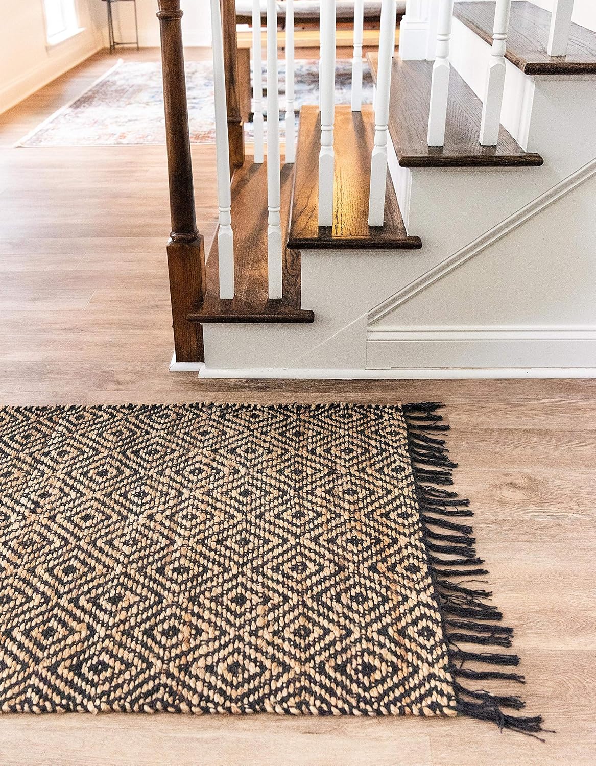 Unique Loom Alfombra trenzada colección de yute - Assam (2' 7" x 6' 1" camino,...