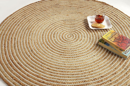 Alfombra tejida a mano de yute de 8 pies, de fibra natural, de algodón,