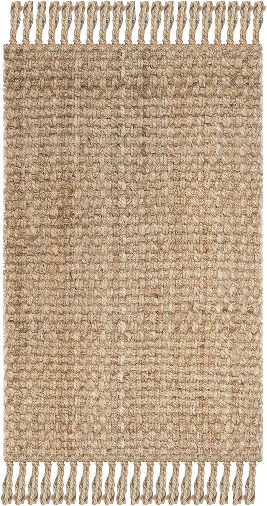 Alfombra de área de yute natural tejido a mano NF467A, de la colección de fibra