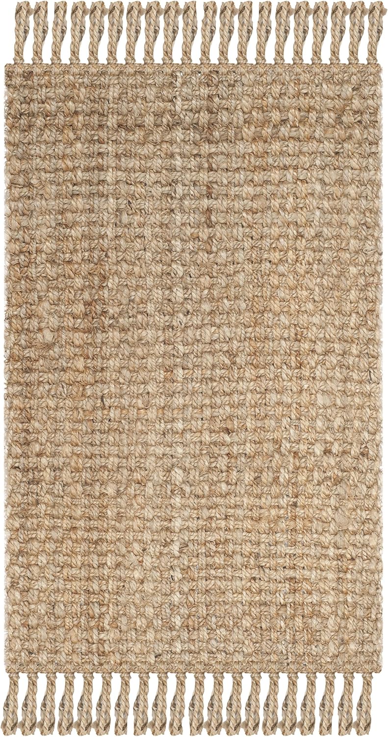 Alfombra de área de yute natural tejido a mano NF467A, de la colección de fibra