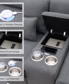 Sofá tapizado de 4 asientos de 114.2 pulgadas con mesa de centro almacenable y...