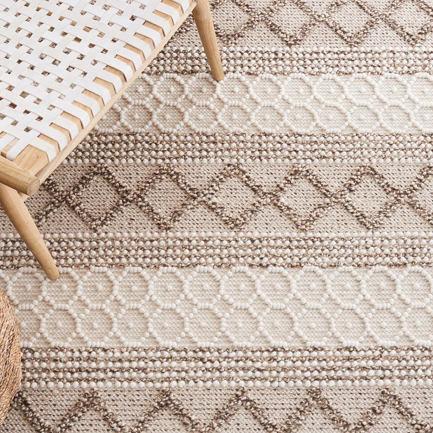 SAFAVIEH Natura Collection - Alfombra de área de 5 x 8 pies, marfil y marrón,...