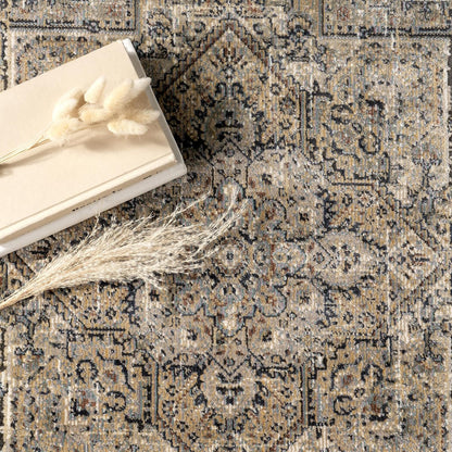Carol Alfombra decorativa tradicional de medallón, 3 x 5, color beige