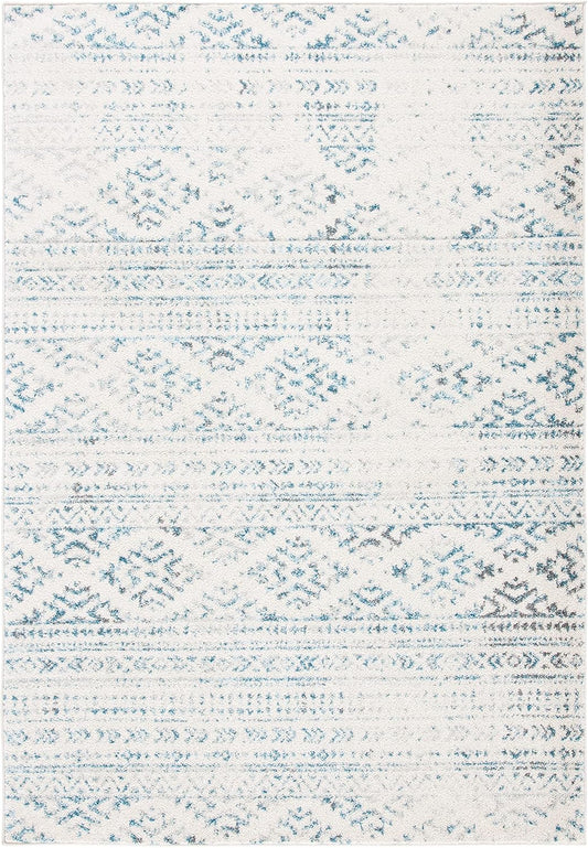 Tapete de estilo marroquí bohemio con diseño tribal de la colección Tulum para