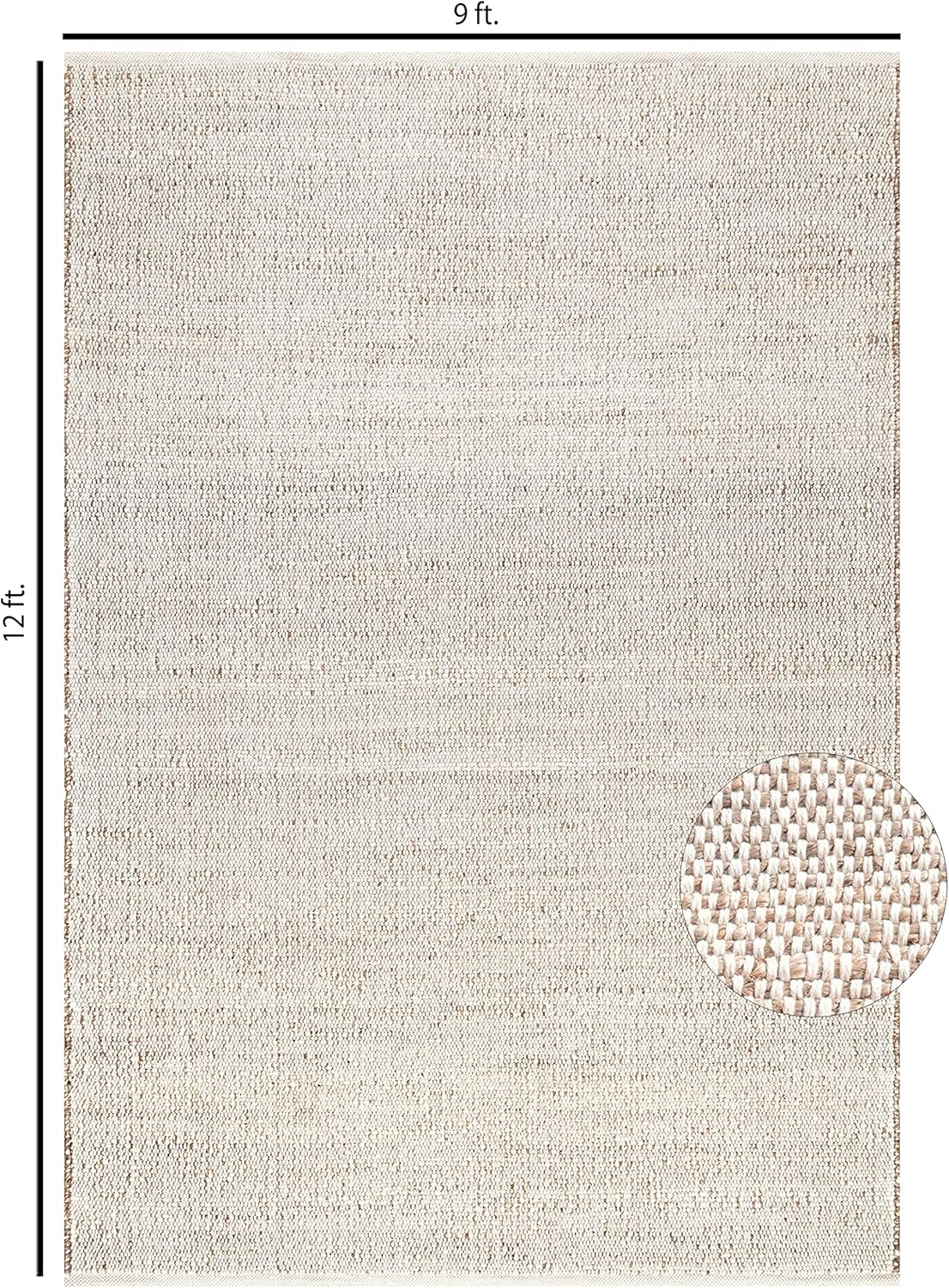 S & L Homes Alfombra de algodón de yute tejida a mano natural para sala de...