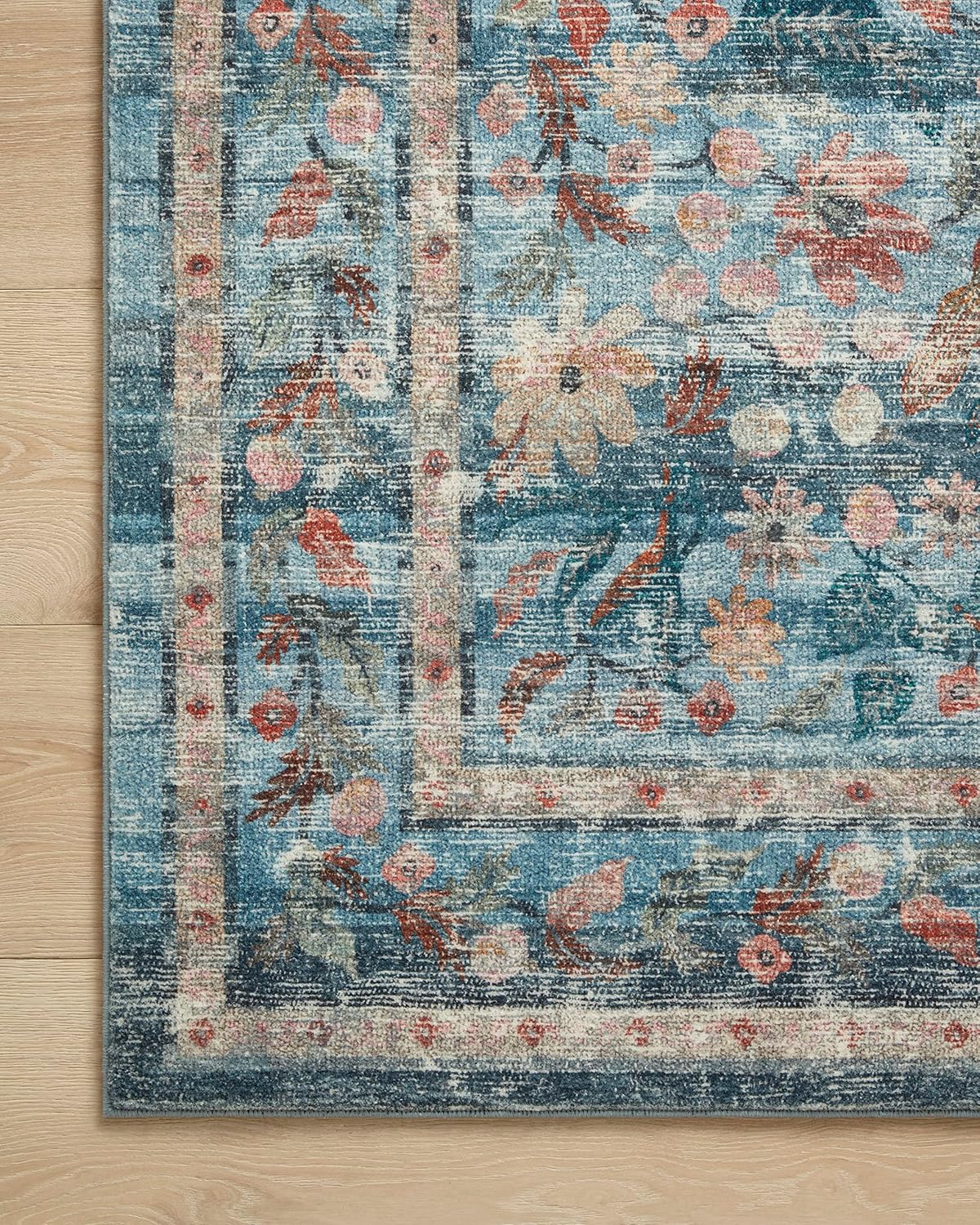 Loloi Rifle Paper Co. x Courtyard Blue - Alfombra decorativa ovalada de 2 pies...