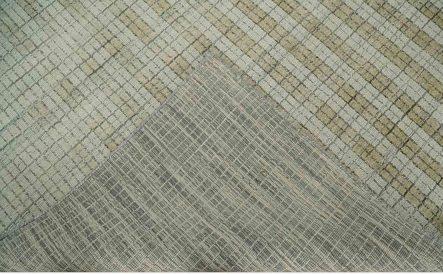 Alfombra de área tejida plana de lana mezclada a mano escandinava a cuadros,