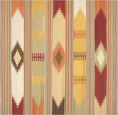 Kilim Collection NVK177A Alfombra cuadrada de lana tribal del suroeste de 7