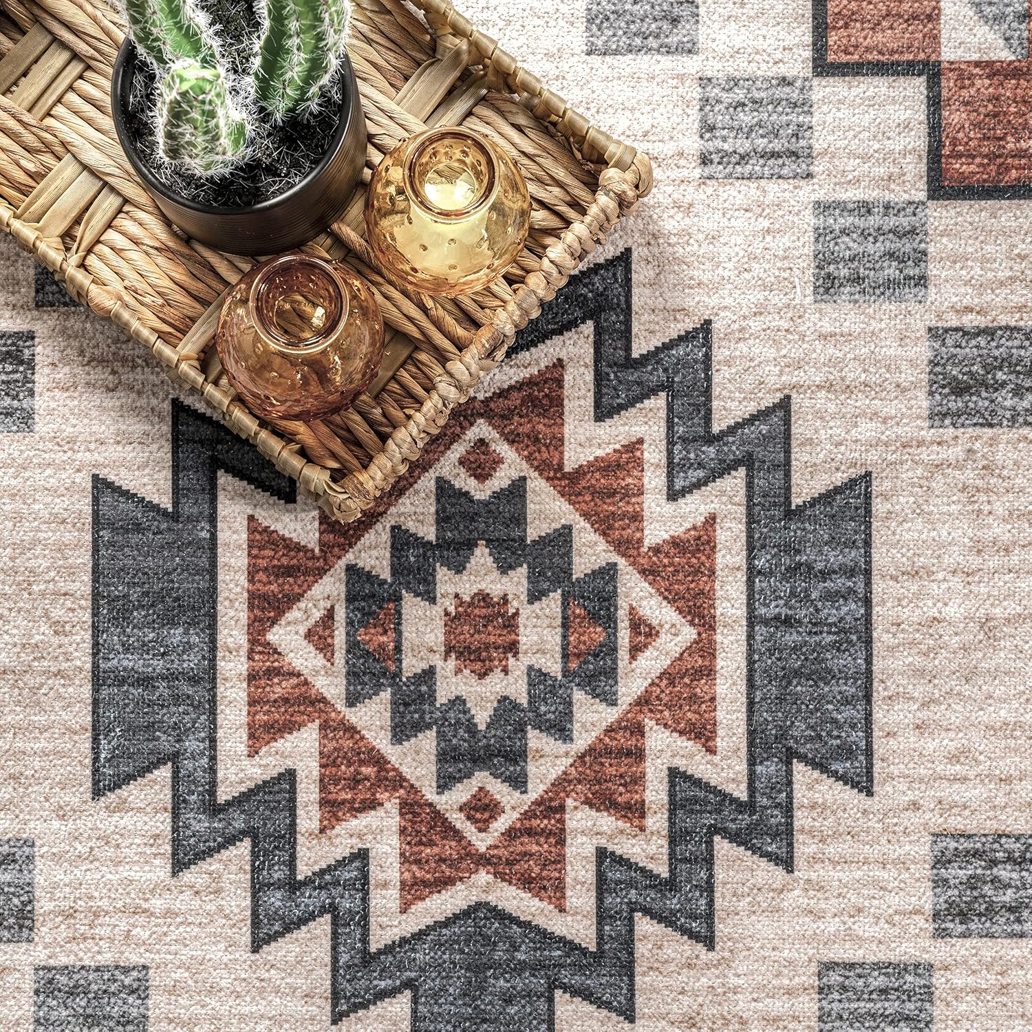 SpinClean Alfombra de área lavable a máquina, resistente a las manchas con