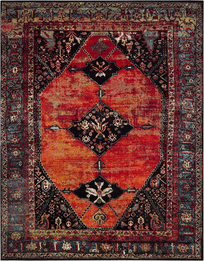 Vintage Hamadan Collection Alfombra de área de 8 x 10 pies, naranja y
