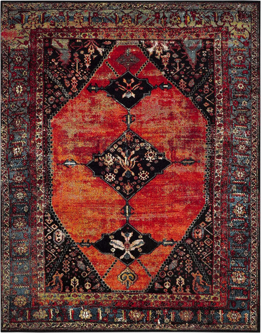 Vintage Hamadan Collection Alfombra de área de 8 x 10 pies, naranja y