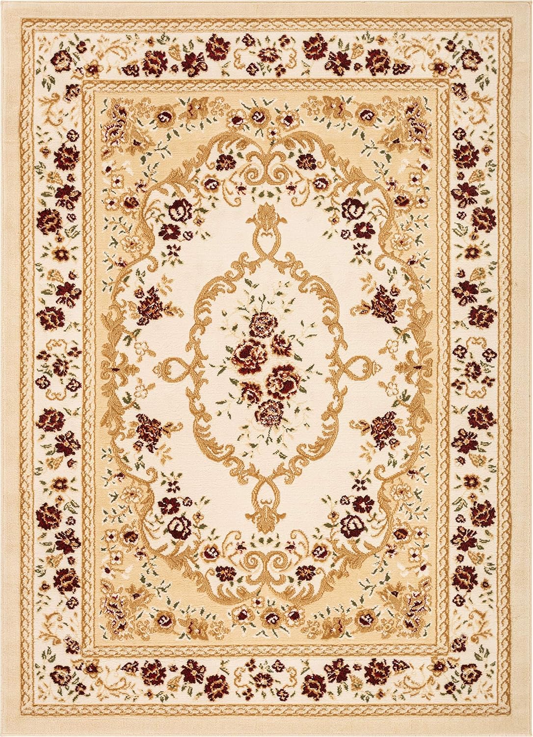 Well Woven Alfombra floral francesa Aubusson estilo marfil de 5 x 7 pulgadas (5...