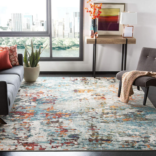 SAFAVIEH Madison Collection - Alfombra de área de 9 x 12 pies, gris y azul,...