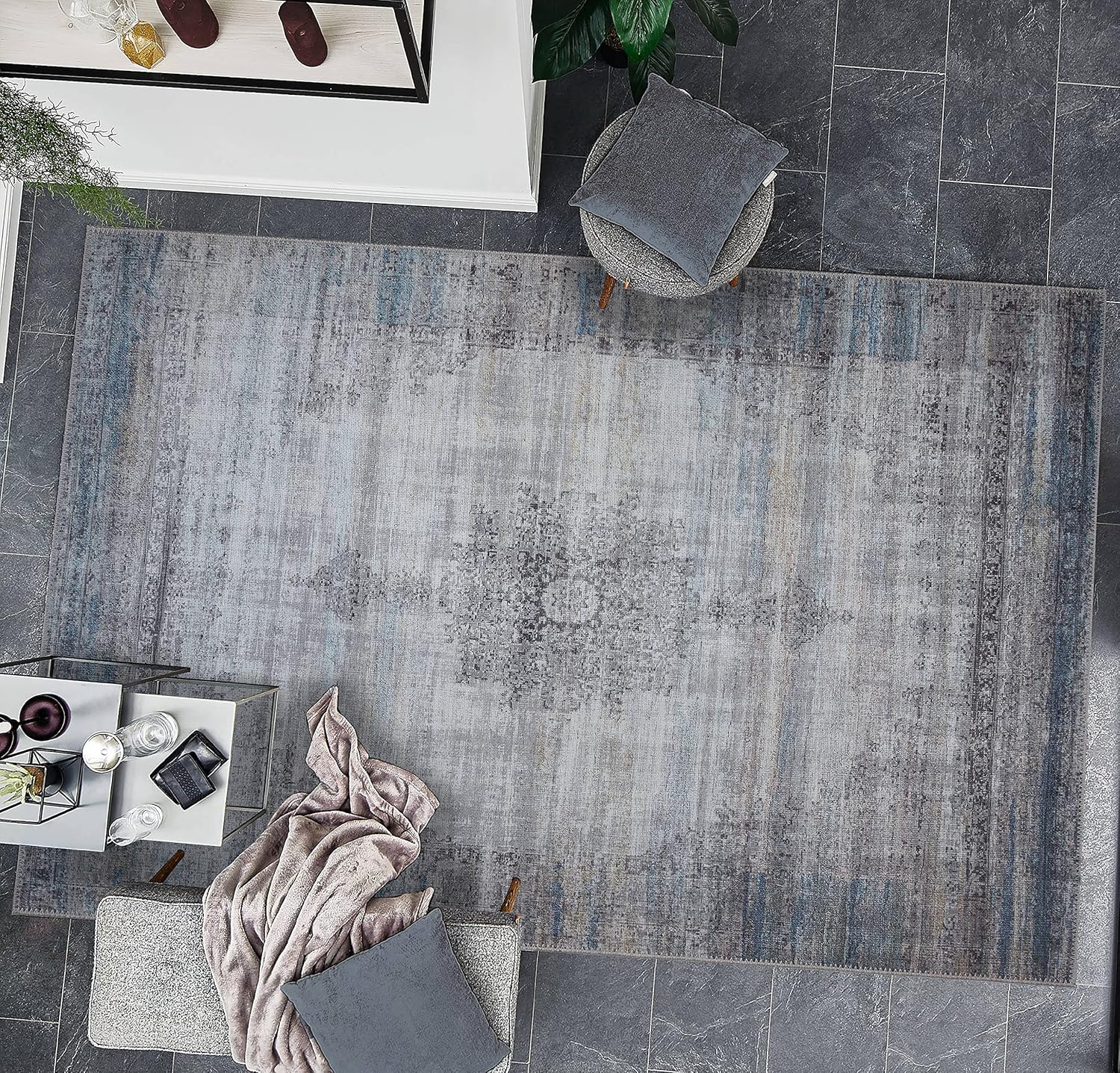 Adiva Rugs Alfombra de área lavable a máquina de 2 x 3 pies con parte trasera...