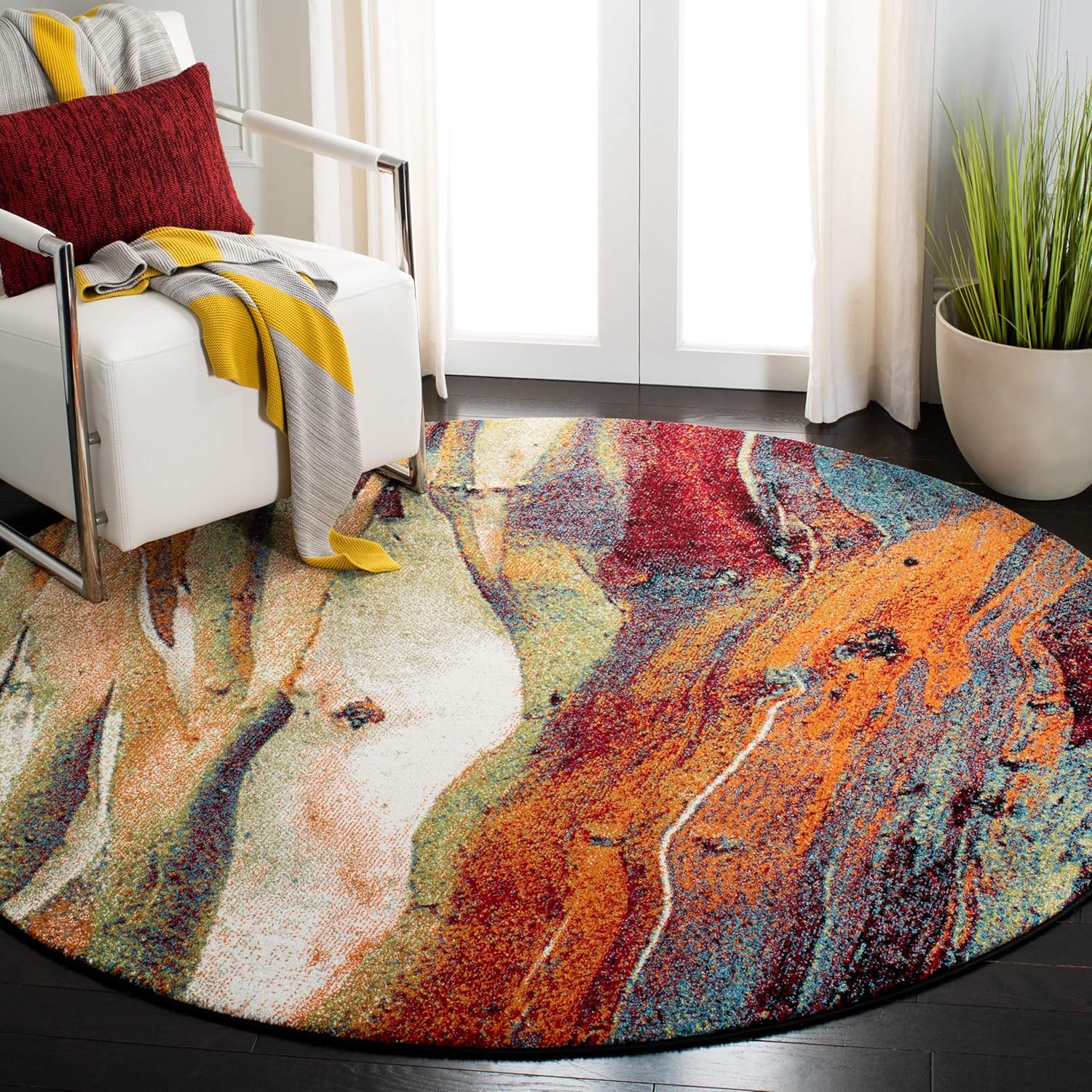 SAFAVIEH Glacier Collection GLA126Q - Alfombra redonda de 10 pies para sala de...