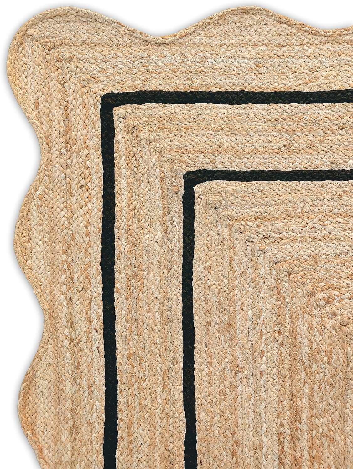 Alfombra con diseño ondulado festoneado, de yute natural, bohemia, para...