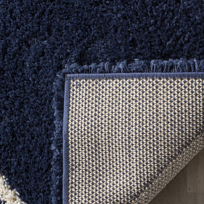 Colección Hudson Shag Alfombra decorativa, 4 x 6 pies, azul marino y marfil,