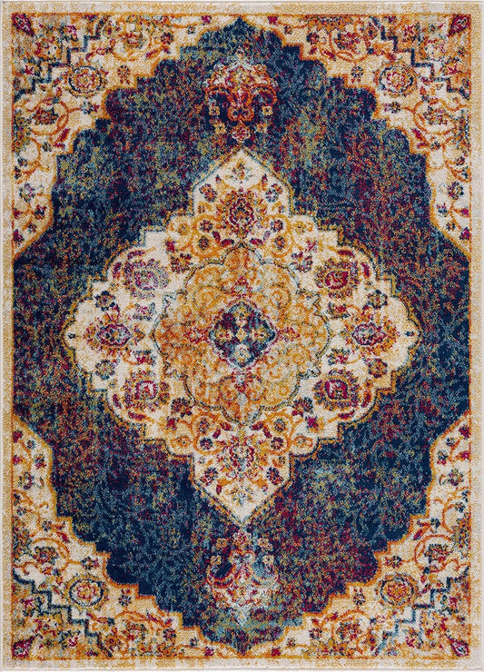 Hauteloom Colección Istanbul - Alfombra de medallón para sala de estar y...
