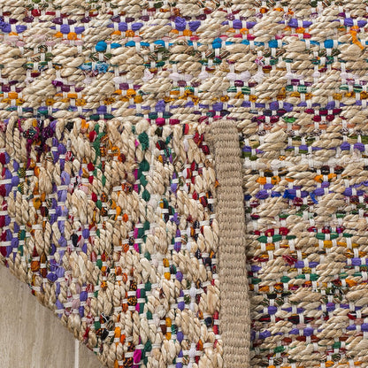 Cape Cod Collection Alfombra cuadrada de 6 pies, color rojo y natural, yute