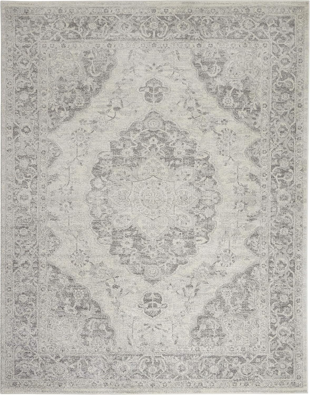 Nourison Tranquil - Alfombra tradicional marfilgris de 8 pies 10 pulgadas x 11...