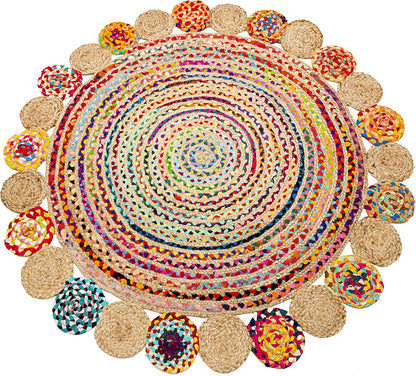 Alfombra reversible de algodón hecha a mano, 3 pies, multicolor, tejida a mano,