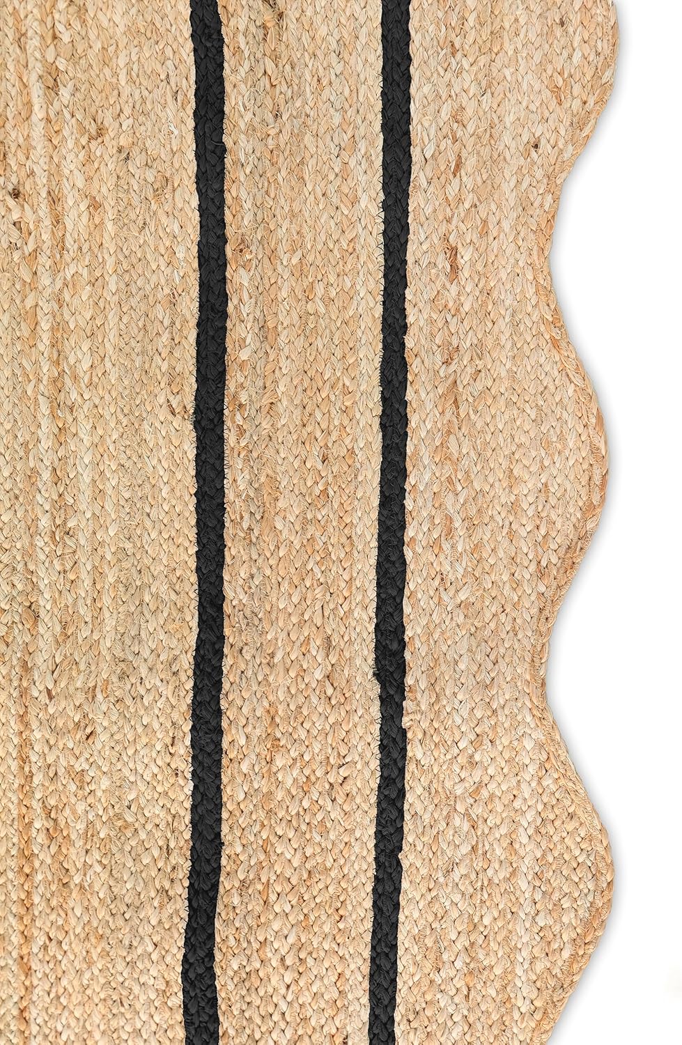 Alfombra con diseño ondulado festoneado, de yute natural, bohemia, para...