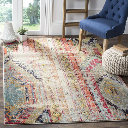 colección Monaco MNC222F Alfombra estilo boho chic con detalles tribales y