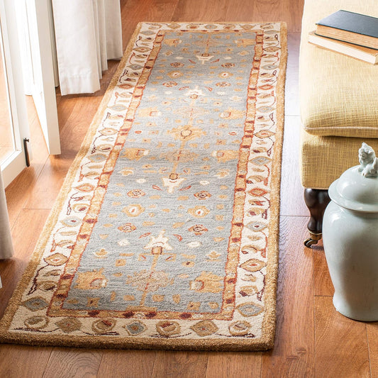 Anatolia Collection Alfombra de pasillo de 2 pies 3 pulgadas x 10 pies, azul y