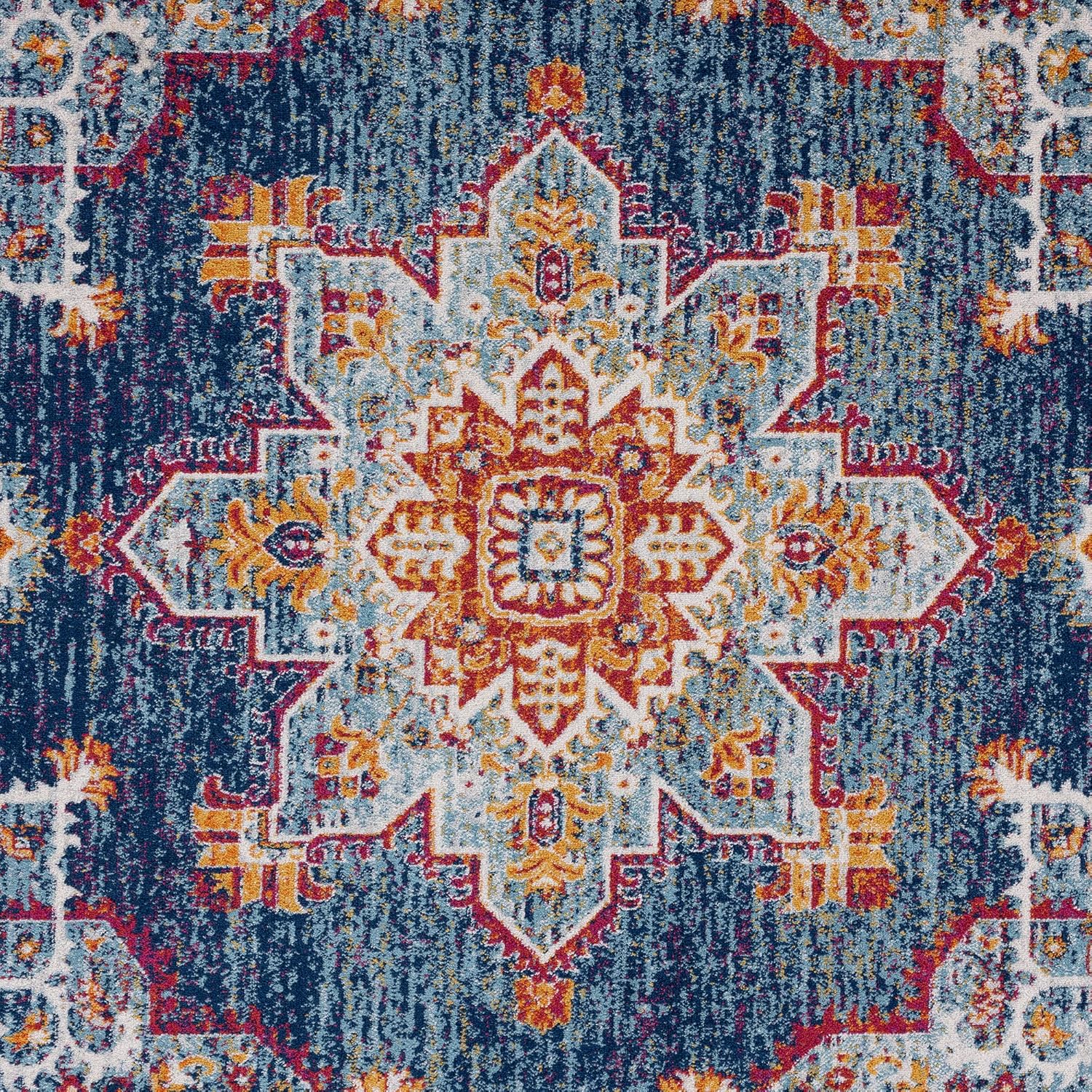 Mila - Alfombra azul de 3 x 5 pies, alfombra de área para sala de estar,...