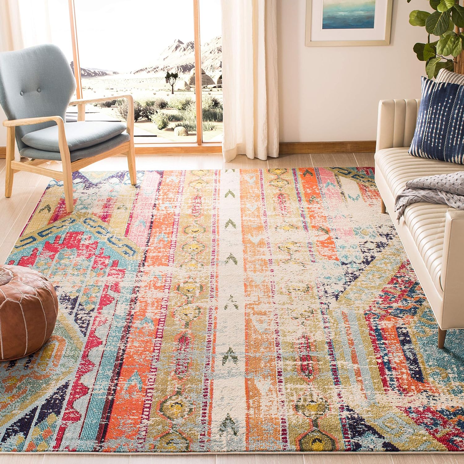 colección Monaco MNC222F Alfombra estilo boho chic con detalles tribales y
