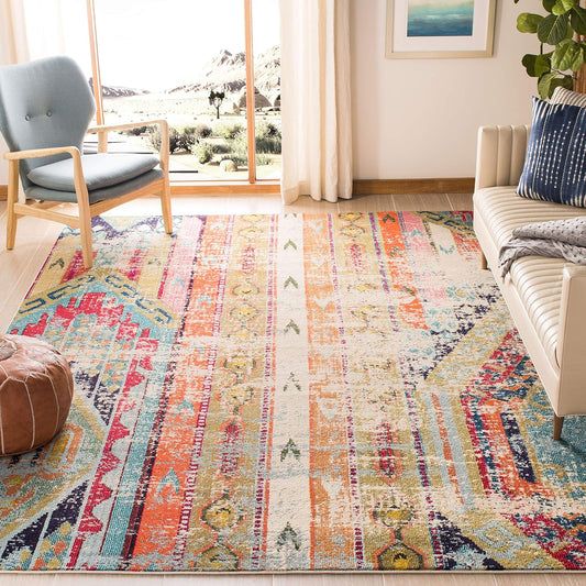 colección Monaco MNC222F Alfombra estilo boho chic con detalles tribales y