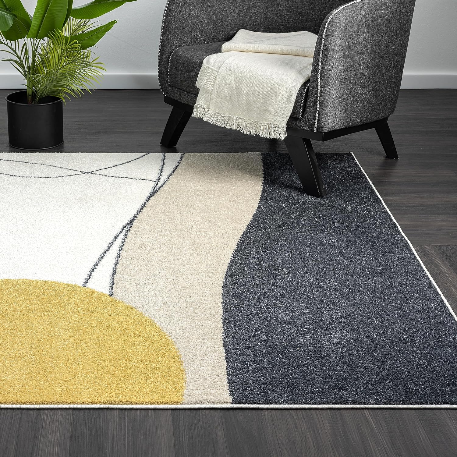Abani Deco Collection - Alfombra de área, diseño artístico moderno cremagris, 4...