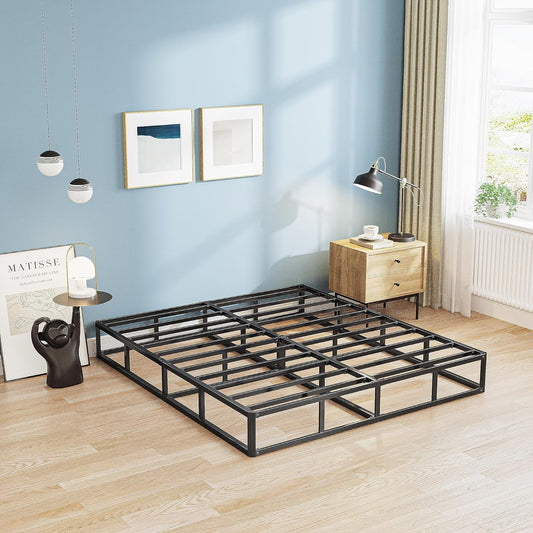 Base de colchón de 7 pulgadas para cama Queen, marco de metal fuerte de alto